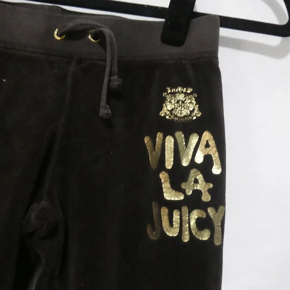 JUICY COUTURE | size 7 | Brown Soft Velour Gold Viva La Juicy Pants - Picture 5 of 16